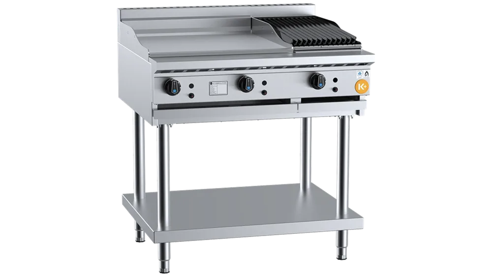 B+S KBT-GRP6-CBR3 Combination 600mm Grill Plate & 300mm Char Broiler On Stand