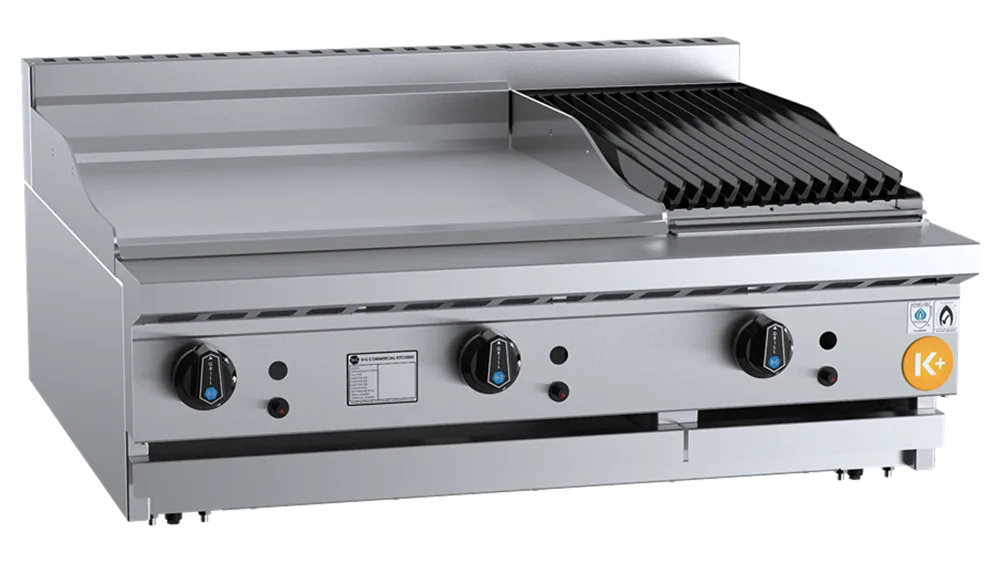 B+S KBT-GRP6-CBR3BM Combination 600mm Grill Plate & 300mm Char Broiler Bench mounted