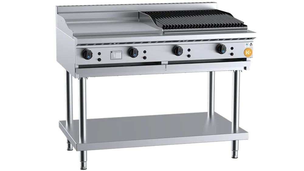 B+S KBT-GRP6-CBR6 Combination 600mm Grill Plate & 600mm Char Broiler On Stand