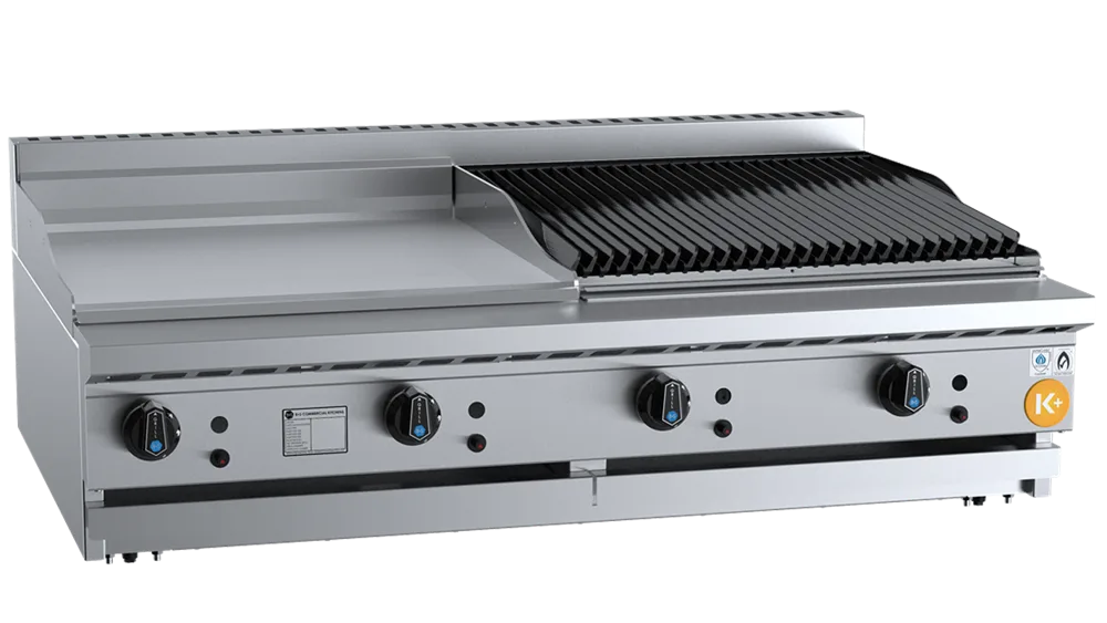 B+S KBT-GRP6-CBR6BM Combination 600mm Grill Plate & 600mm Char Broiler Bench Mounted