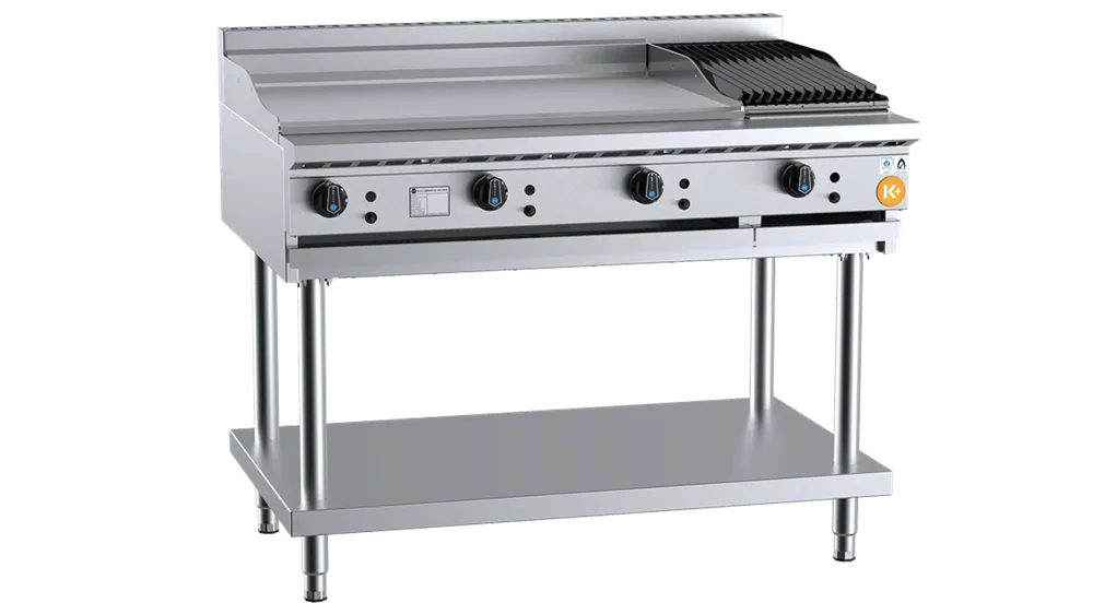 B+S KBT-GRP9-CBR3 Combination 900mm Grill Plate & 300mm Char Broiler On Stand