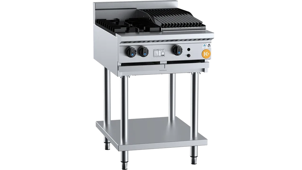 B+S KBT-SB2-CBR3BM Combination Two Open Burners & 300mm Char Broiler Bench Mounted