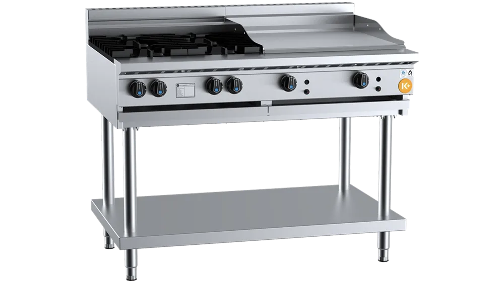 B+S KBT-SB4-GRP6 Combination Four Open Burners & 600mm Grill Plate On Stand