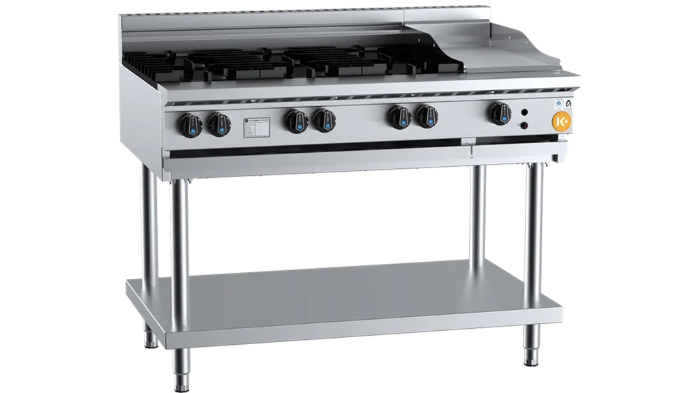 B+S KBT-SB6-GRP3 Combination Six Open Burners & 300mm Grill Plate