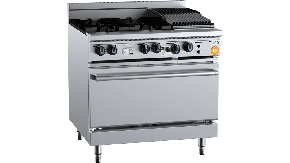 B+S KOV-SB4-CBR3 Oven with Four Open Burners & 300mm Char Broiler