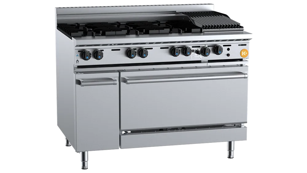B+S KOV-SB6-CBR3 Oven with Six Open Burners & 300mm Char Broiler