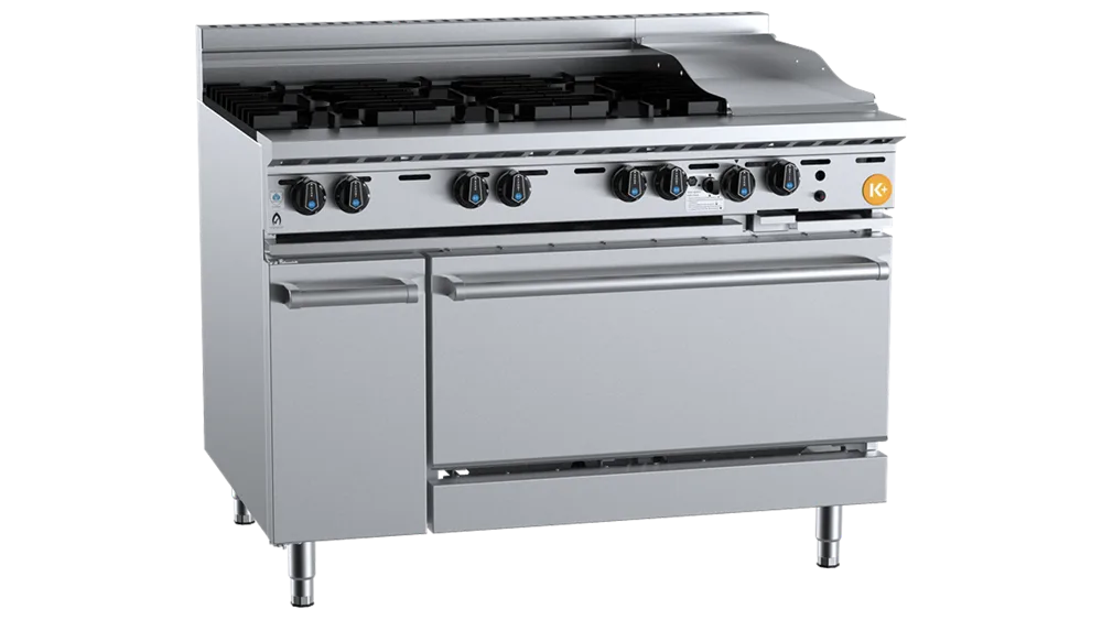 B+S KOV-SB6-GRP3 Oven with Six Open Burners & 300mm Grill Plate