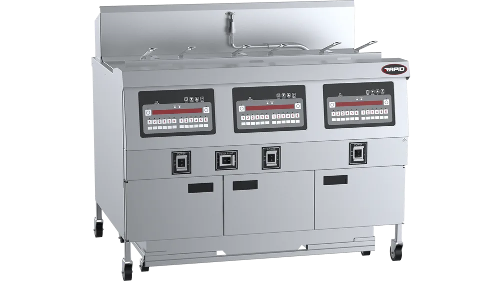 B+S RF-3E Rapid Electric Fryers - Three Pan Six Basket Electric Fryer