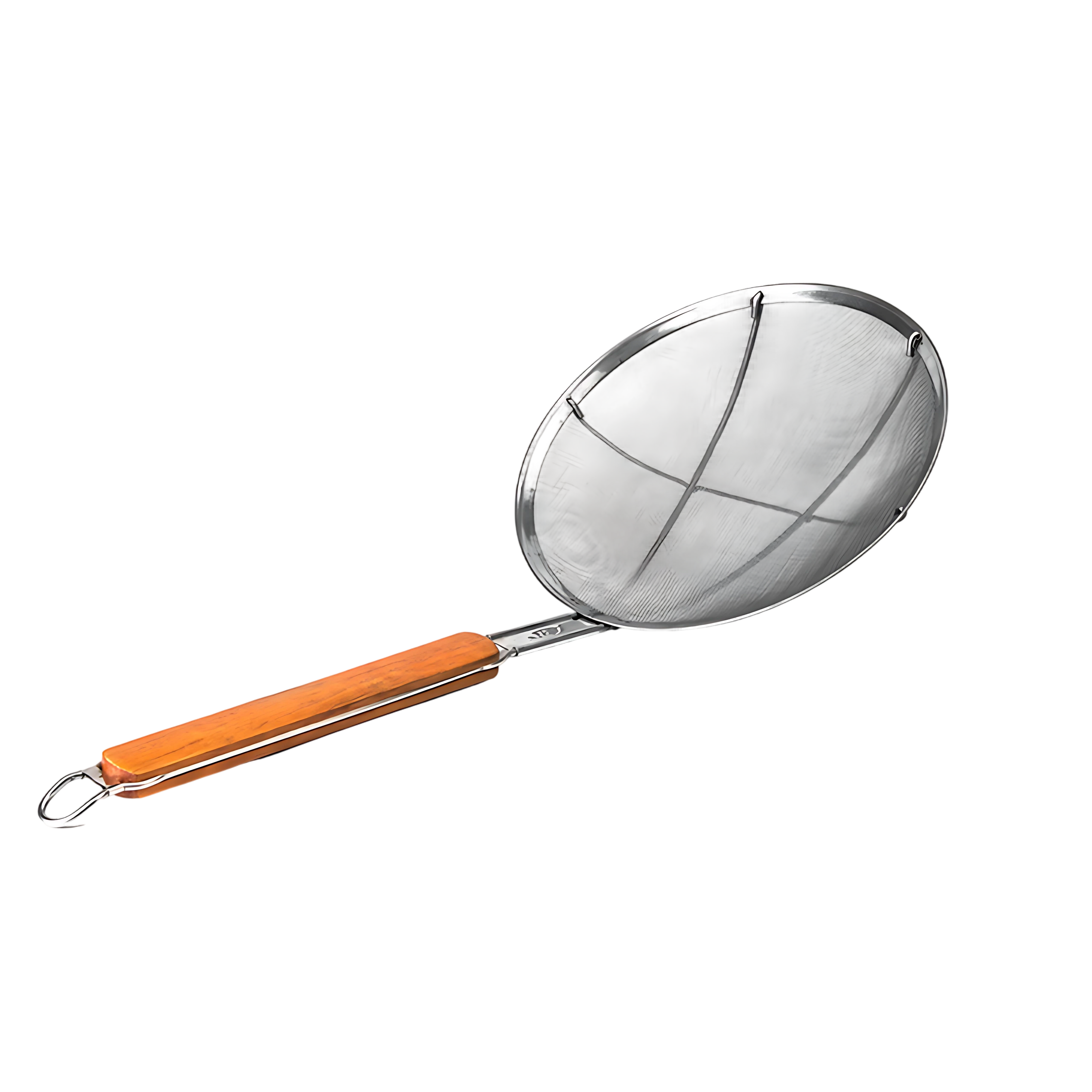 Kitchen Knock 044882 Skimmer - S/S Fine Mesh - Wide Rim - Wooden Handle - 255mm - 10"