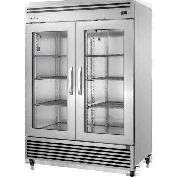 True TGN-2R-2G 2/1 GN Upright Reach-In Food Service Refrigerator, 2 Full Glass Swing Doors