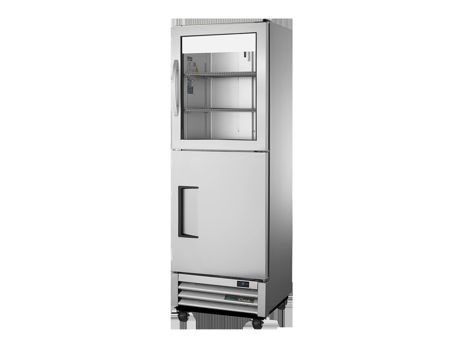 True T-15-1-G-1-HC-FGD01 Slimline Upright Display Refrigerator, Split Half Glass + Half Solid Swing Doors