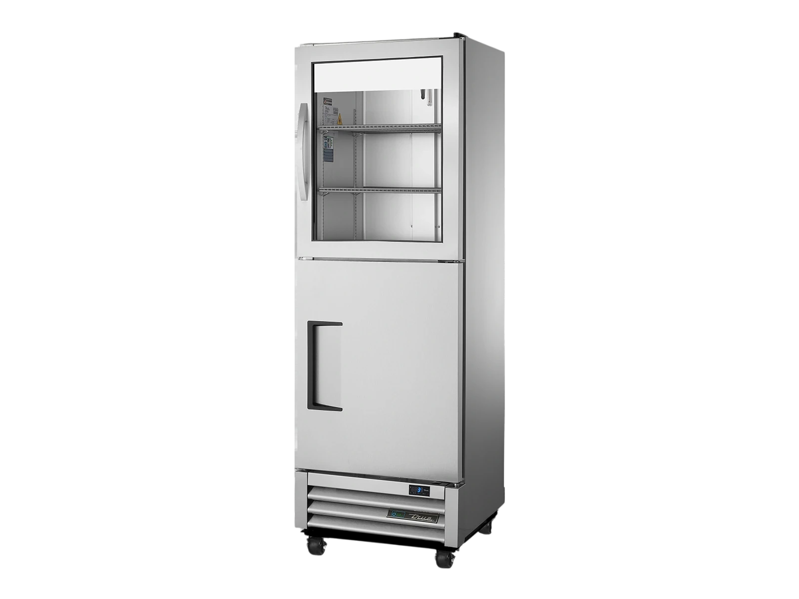 True T-15-1-G-1-HC-FGD01 Slimline Upright Display Refrigerator, Split Half Glass + Half Solid Swing Doors