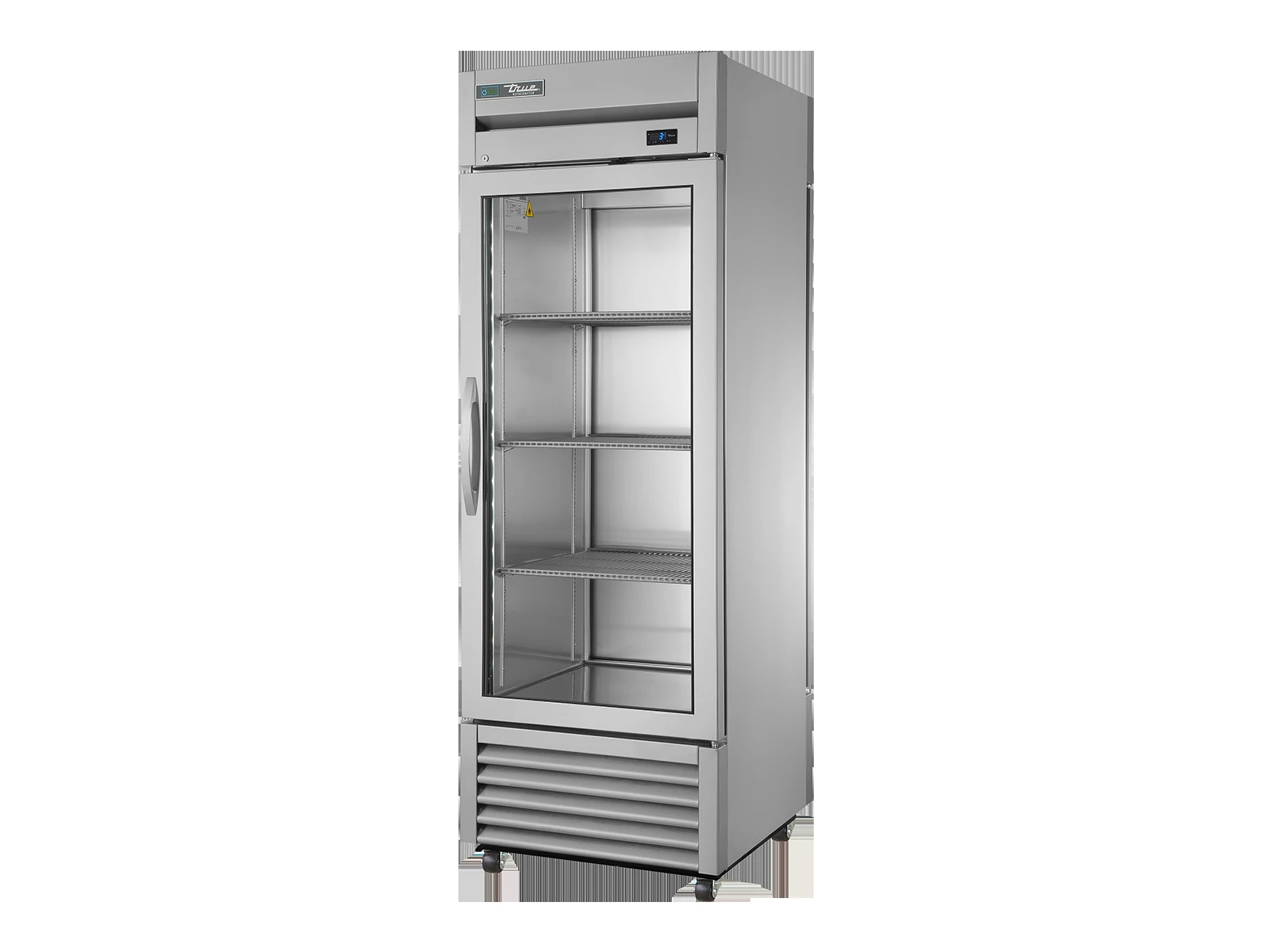 True T-23G-PT-HC-FGD01 Upright "Pass-Thru" Display Refrigerator, 1 Glass Door Front, 1 Solid Door Rear