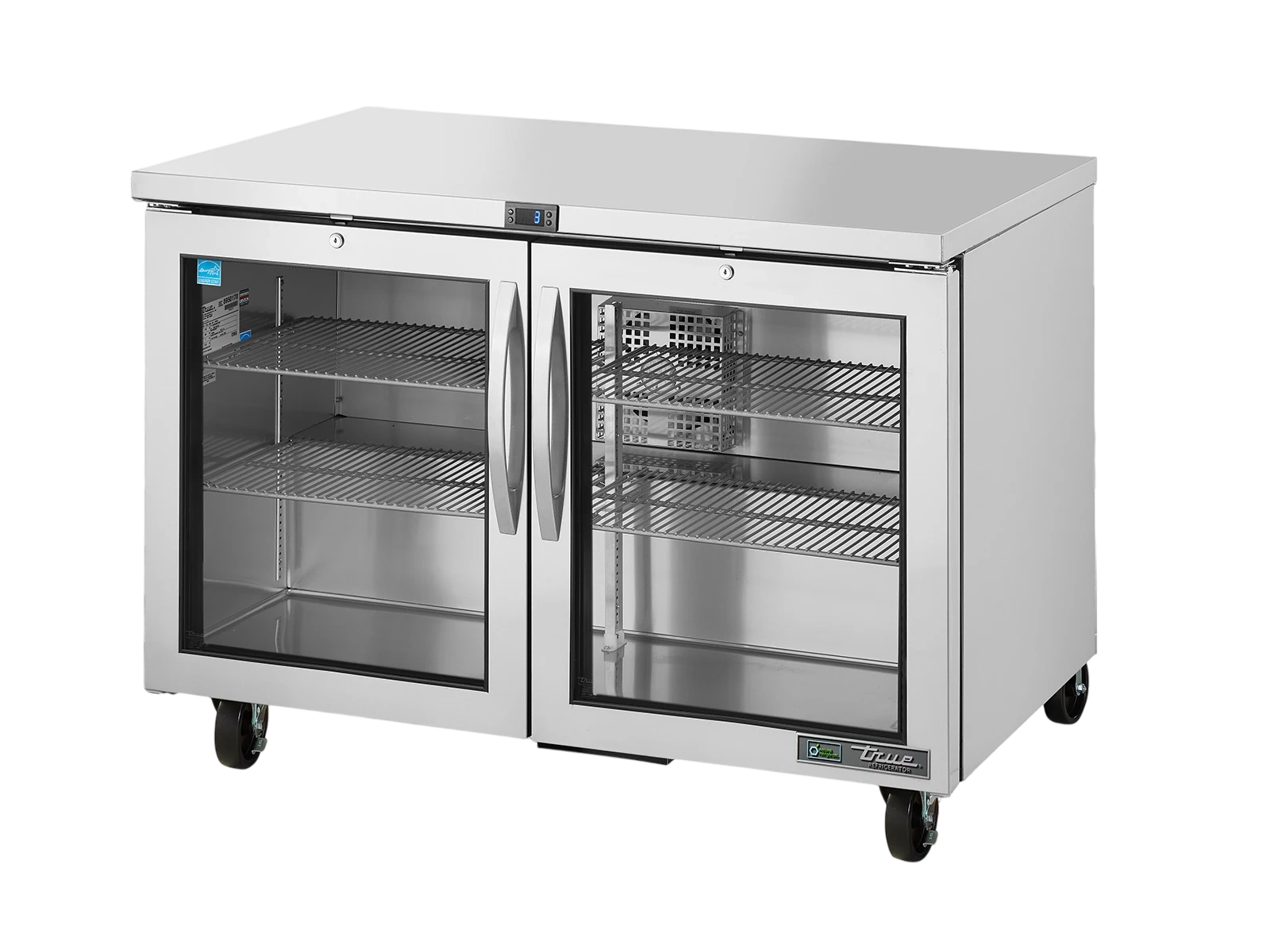 True TUC-48G-HC-FGD01-LP Undercounter Foodservice Refrigerator, 2 Glass Swing Doors