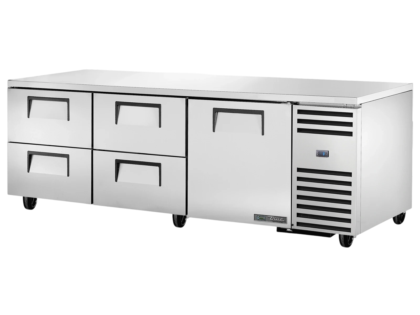 True TUC-93D-4-HC Deep Undercounter Refrigerator, 4 Drawers + 1 Solid Swing Door