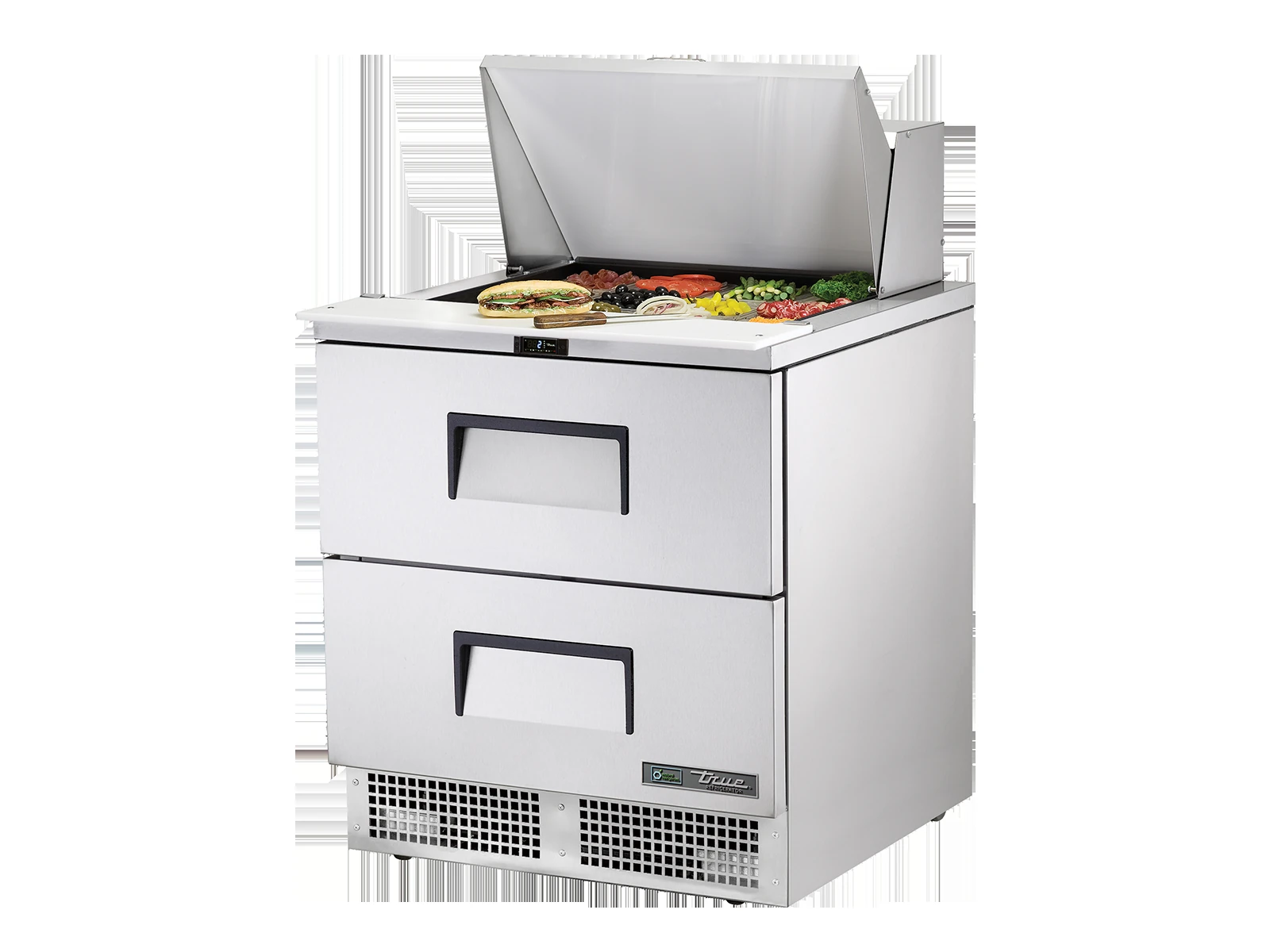 True TFP-32-12M-D-2-HC Prep Table, 12x 1/6 Top Pans, 2 Drawers