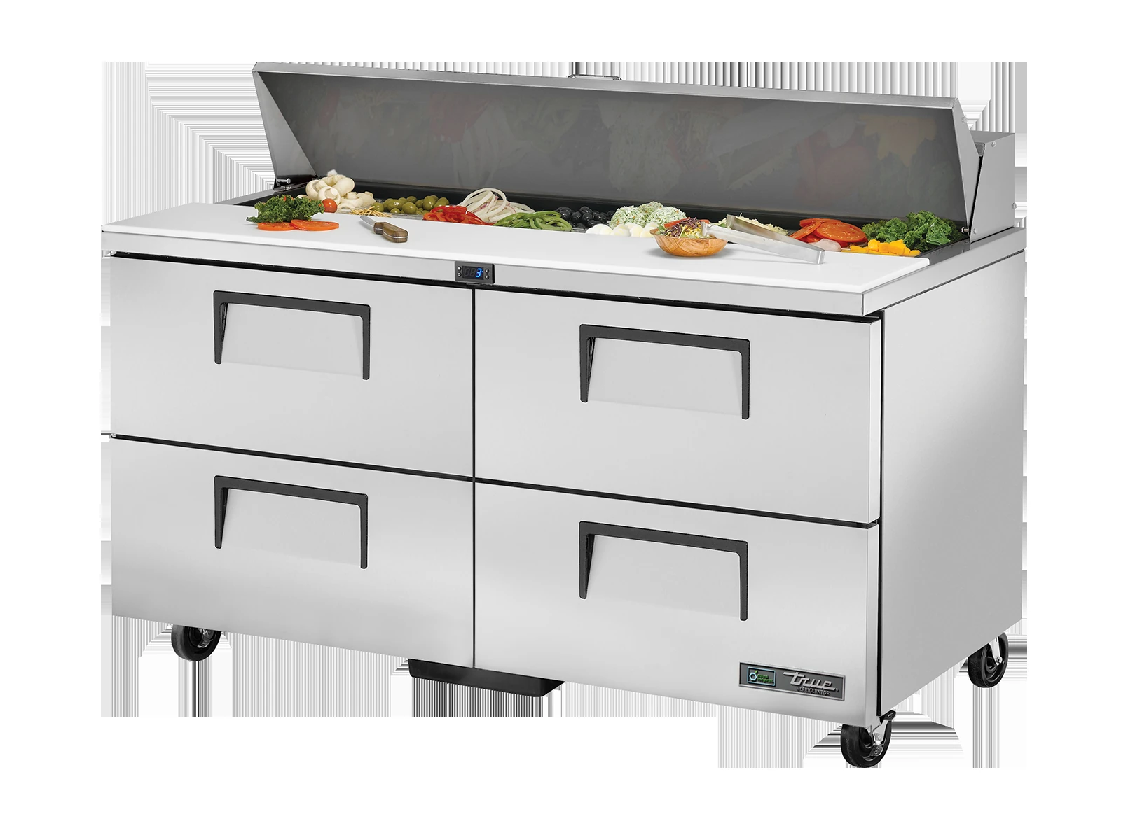 True TSSU-60-16D-4-HC Prep Table, 16x 1/6 Top Pans, 4 Drawers