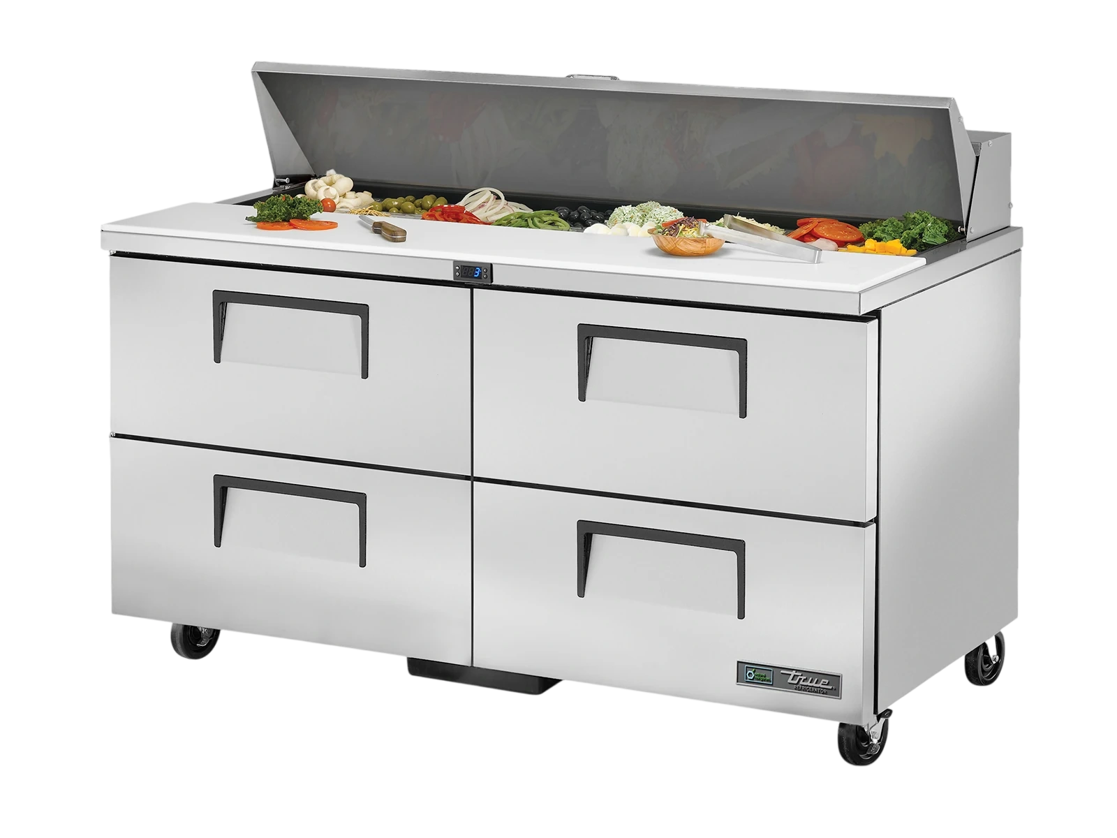True TSSU-60-16D-4-HC Prep Table, 16x 1/6 Top Pans, 4 Drawers