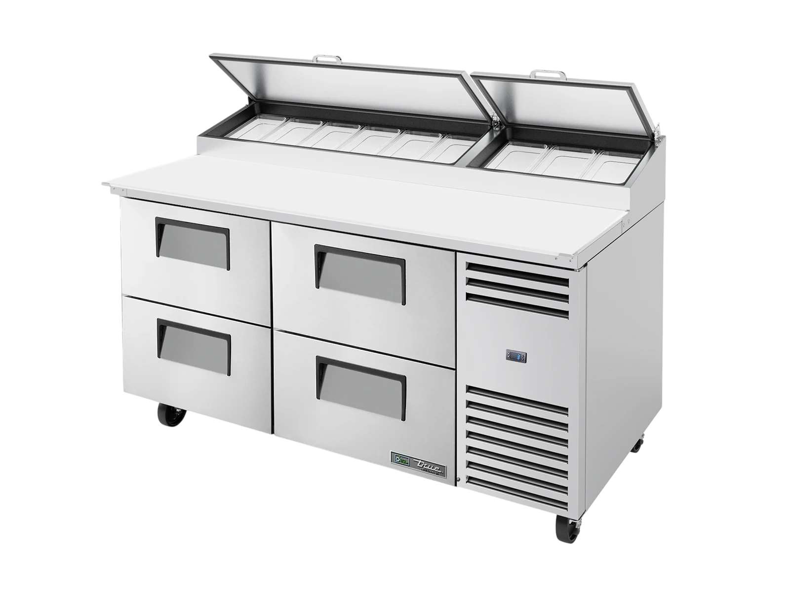 True TPP-AT-67D-4-HC Pizza Prep Table, 9x 1/3 Top Pans, 4 Drawers