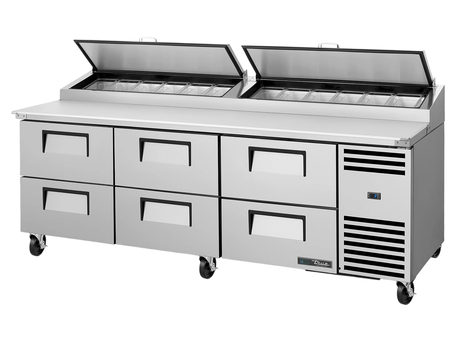 True TPP-AT2-93D-6-HC Pizza Prep Table, 12x 1/3 Top Pans, 6 Drawers