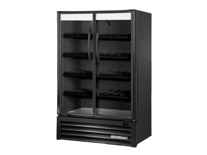 True TVM-36SL-HC~VM03 Visual Retail Merchandiser Refrigerator, 2 Glass Swing Doors, Reduced Height