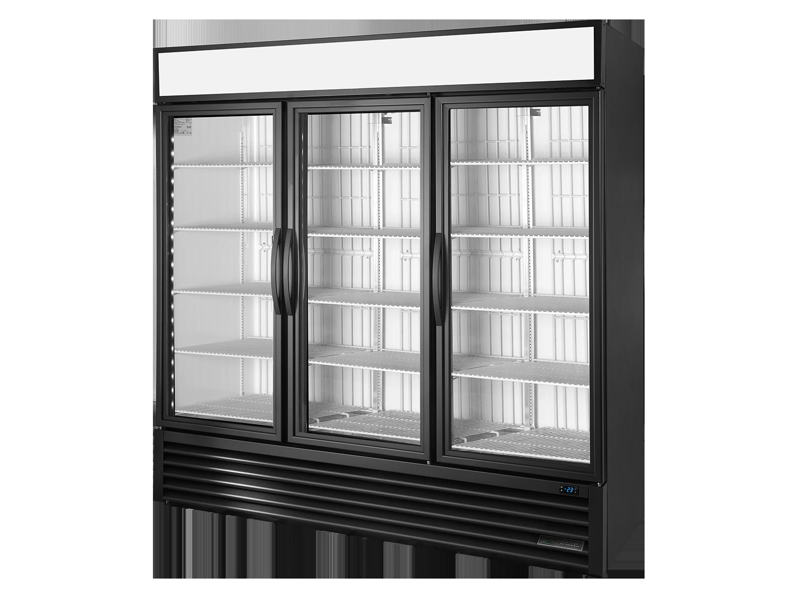 True GDM-72F-HC~TSL01 Upright Retail Merchandiser Freezer, 3 Full Glass Swing Doors