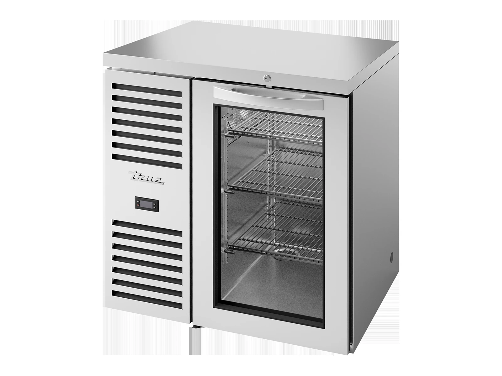 True TBR32-RISZ1-L-S-G-2 Bar Refrigerator, Stainless Steel Ext, 1 Glass Swing Door