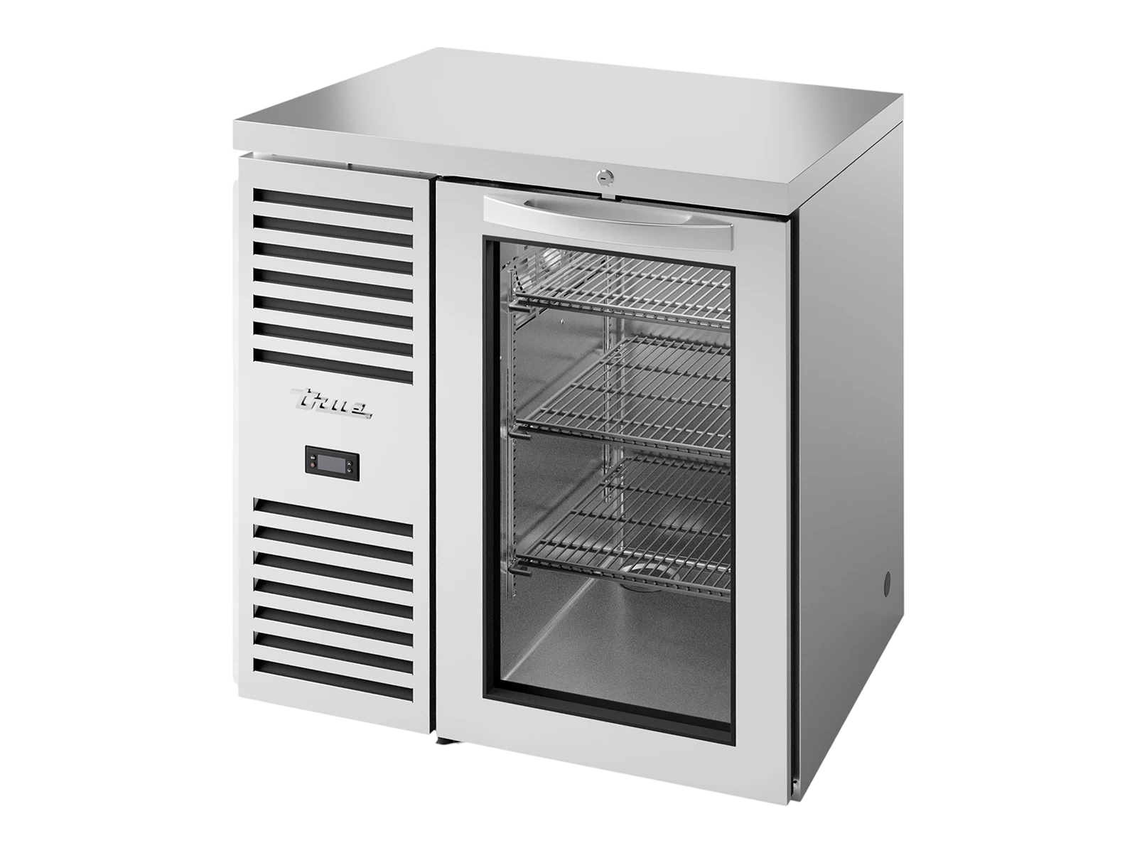 True TBR32-RISZ1-L-S-G-2 Bar Refrigerator, Stainless Steel Ext, 1 Glass Swing Door