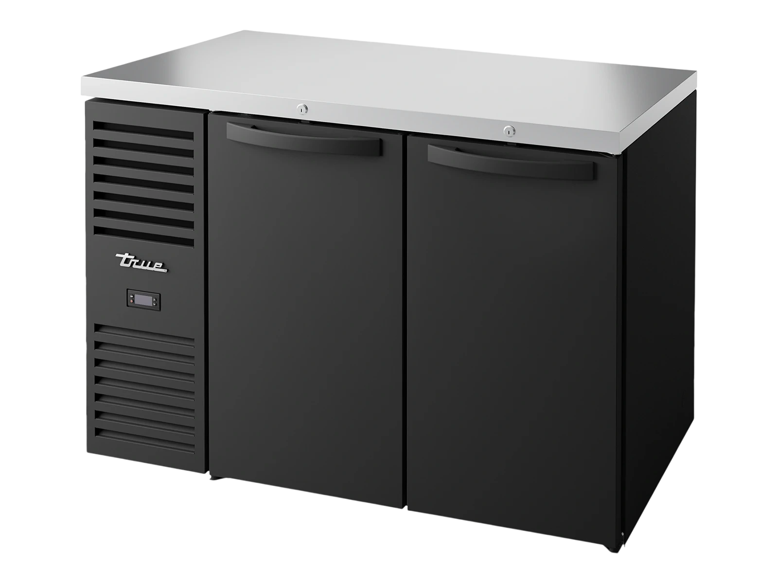 True TBR48-RISZ1-L-B-SS-2 Bar Refrigerator, Black Ext, 2 Solid Swing Doors