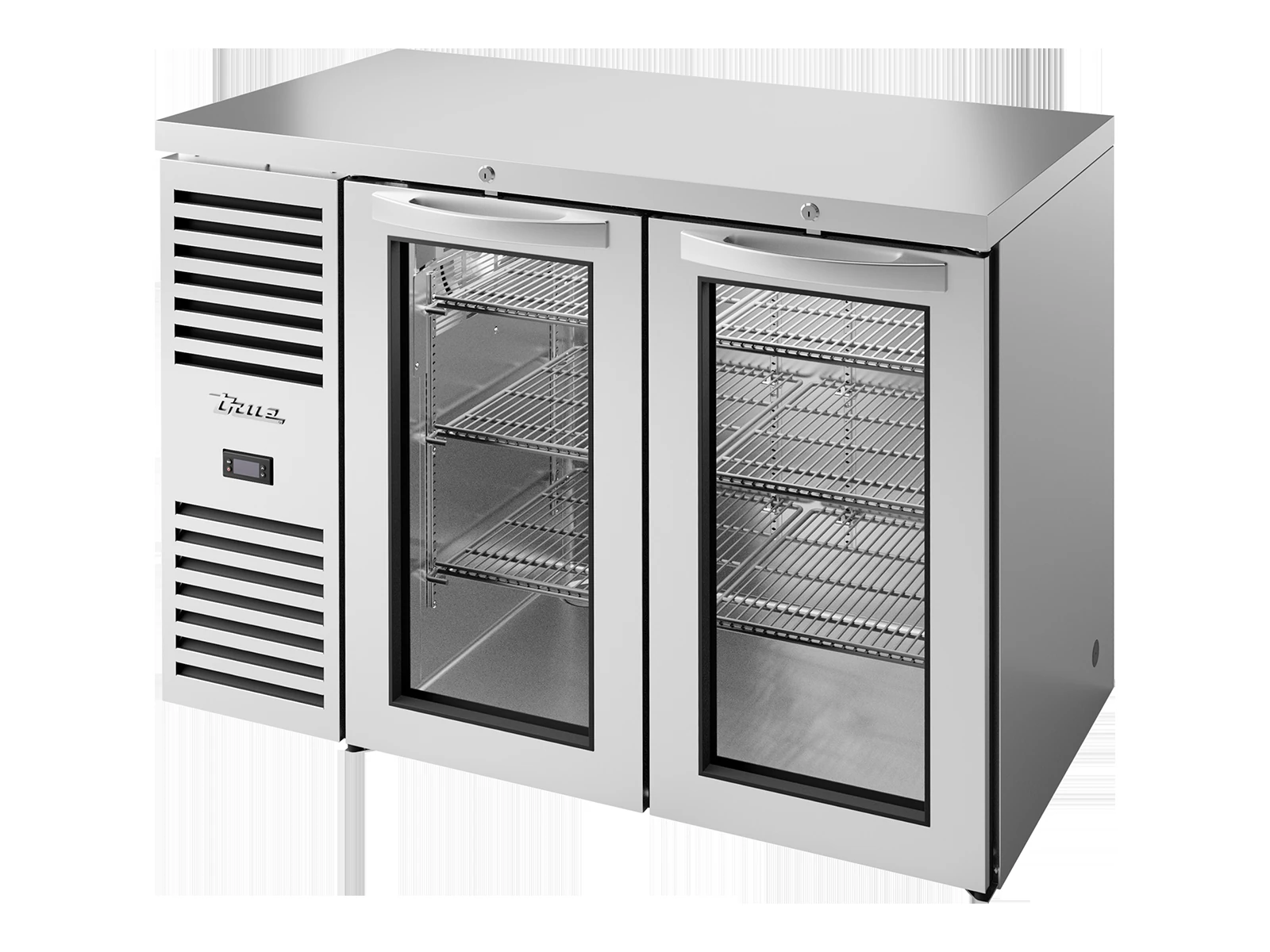 True TBR48-RISZ1-L-S-GG-2 Bar Refrigerator, Stainless Steel Ext, 2 Glass Swing Doors