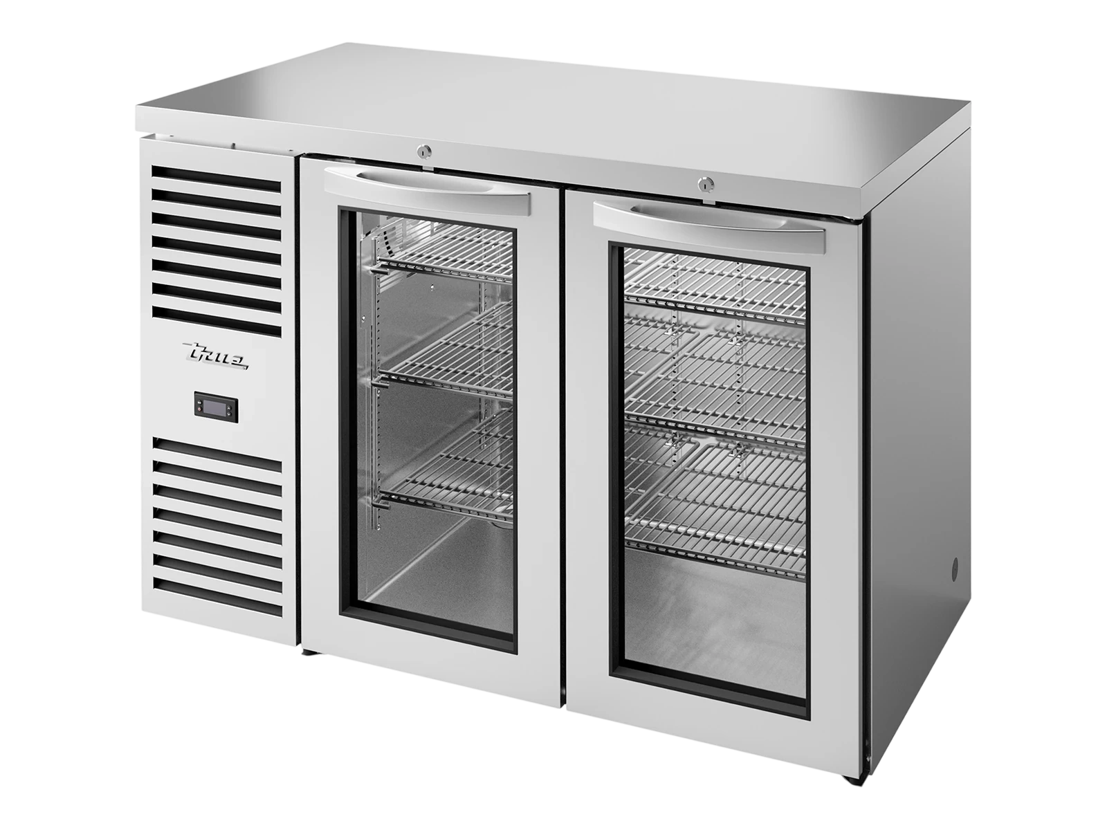 True TBR48-RISZ1-L-S-GG-2 Bar Refrigerator, Stainless Steel Ext, 2 Glass Swing Doors