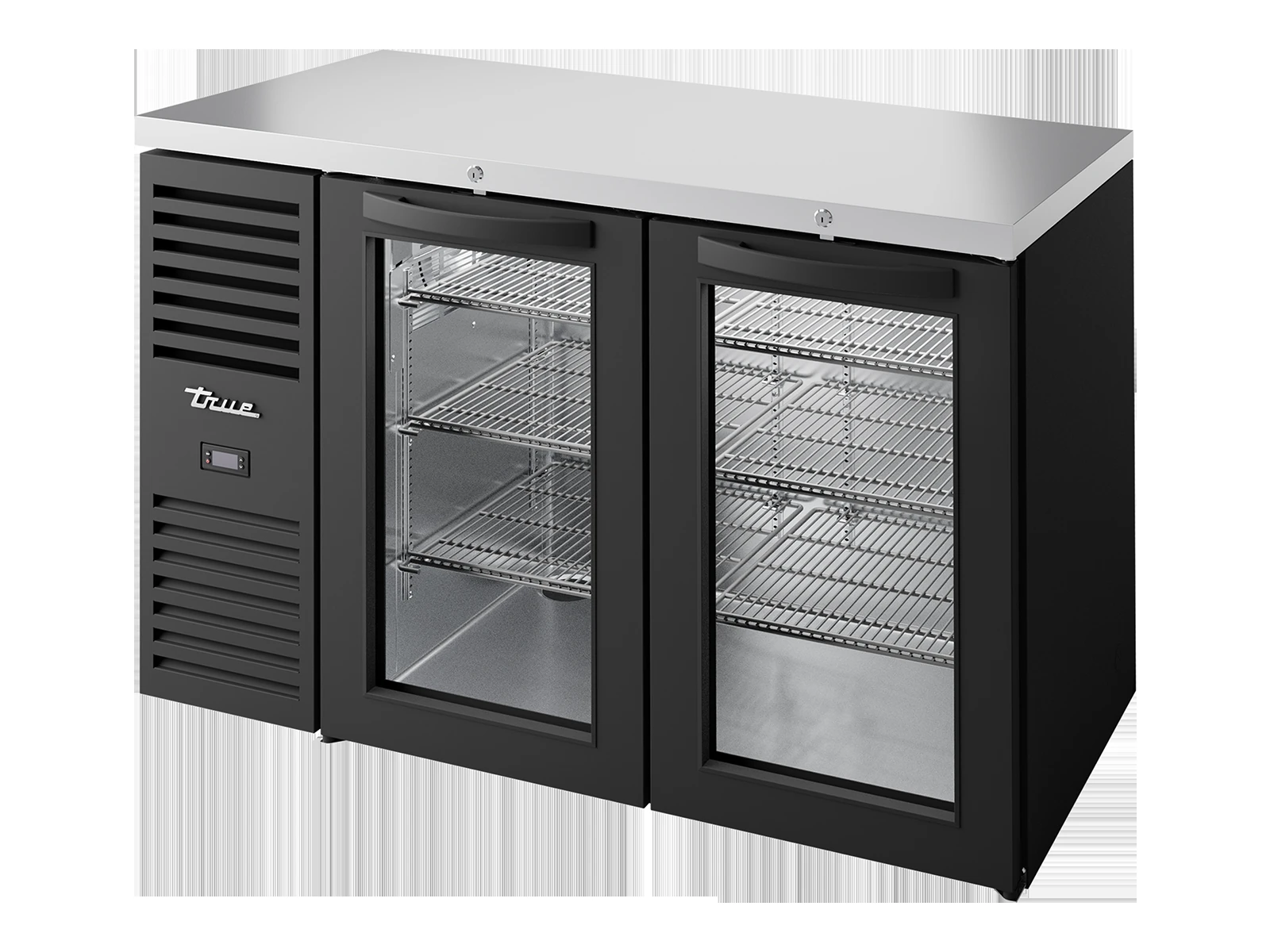 True TBR52-RISZ1-L-B-GG-2 Bar Refrigerator, Black Ext, 2 Glass Swing Doors