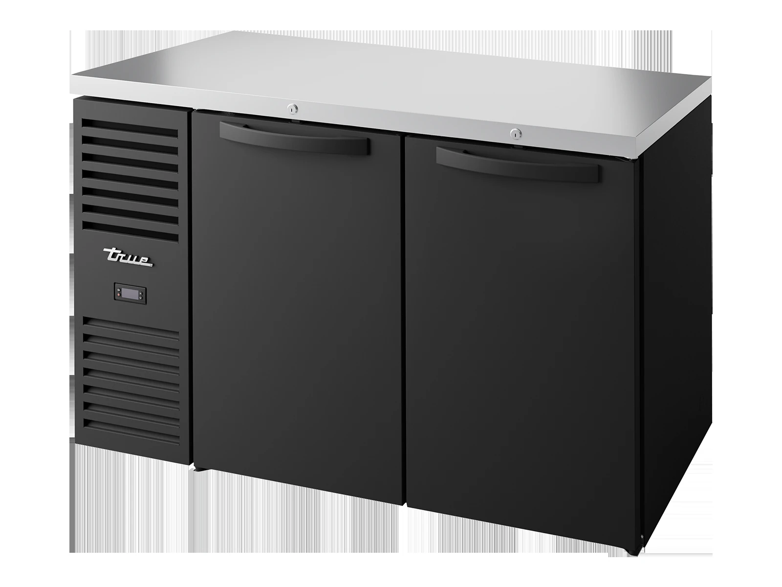 True TBR52-RISZ1-L-B-SS-2 Bar Refrigerator, Black Ext, 2 Solid Swing Doors