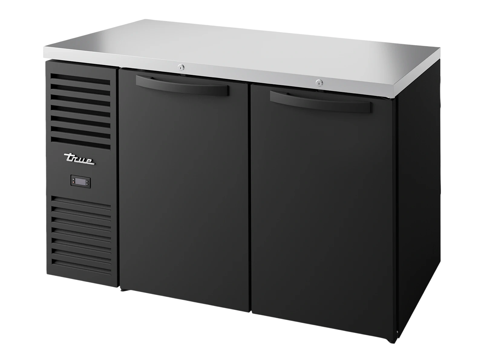 True TBR52-RISZ1-L-B-SS-2 Bar Refrigerator, Black Ext, 2 Solid Swing Doors