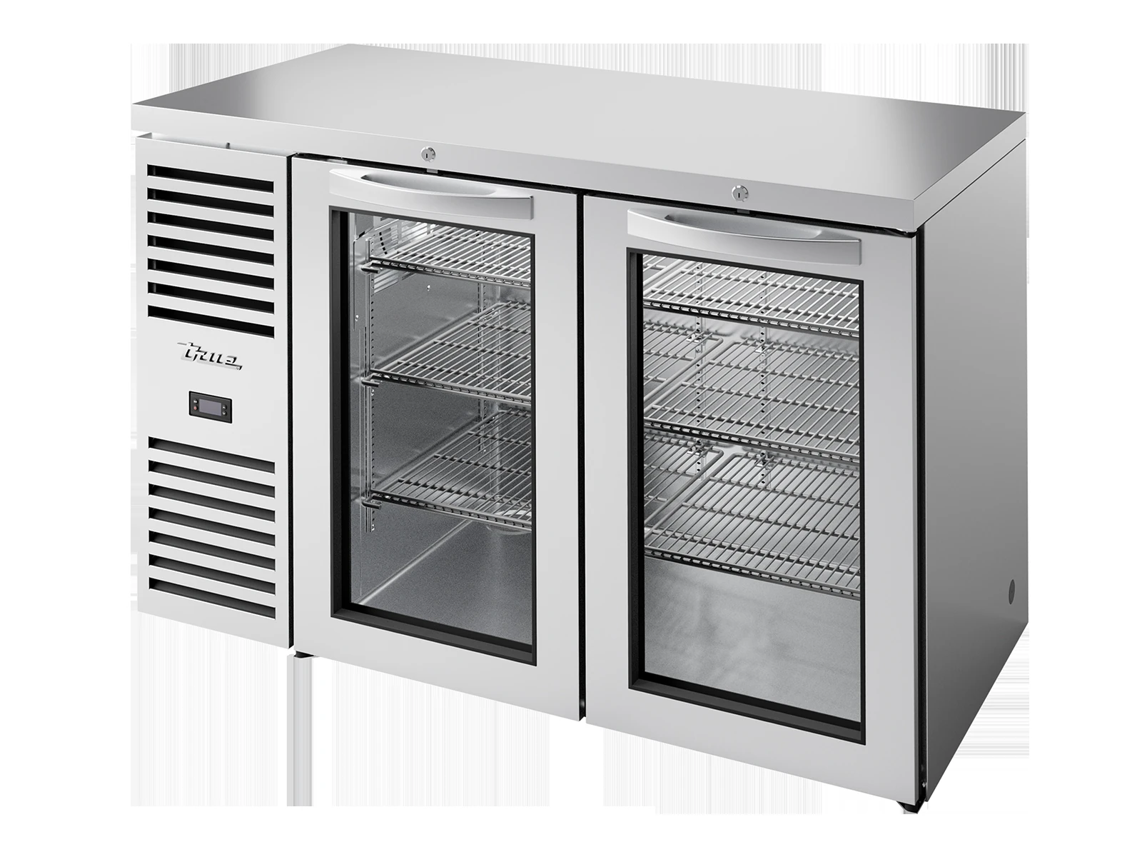 True TBR52-RISZ1-L-S-GG-2 Bar Refrigerator, Stainless Steel Ext, 2 Glass Swing Doors