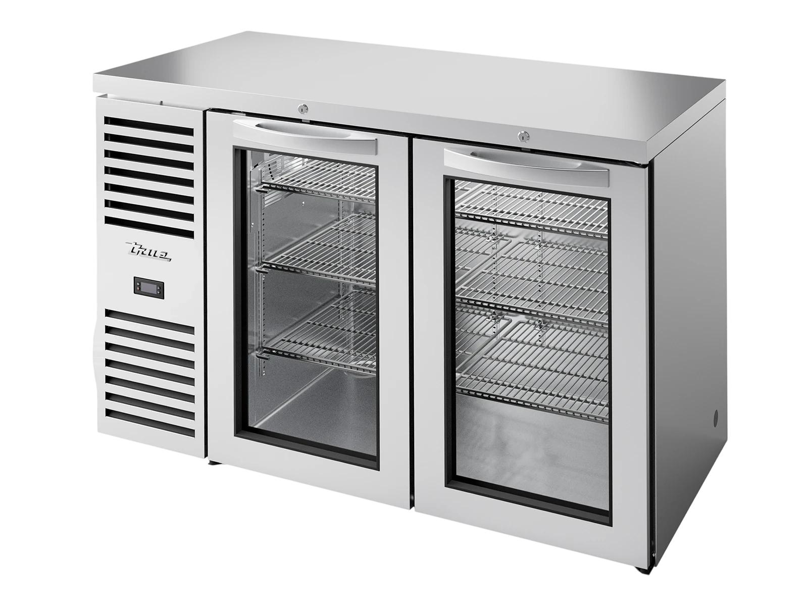 True TBR52-RISZ1-L-S-GG-2 Bar Refrigerator, Stainless Steel Ext, 2 Glass Swing Doors