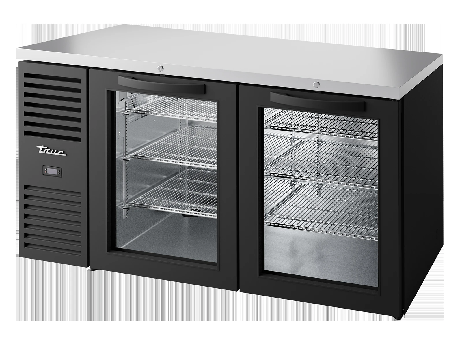 True TBR60-RISZ1-L-B-GG-2 Bar Refrigerator, Black Ext, 2 Glass Swing Doors