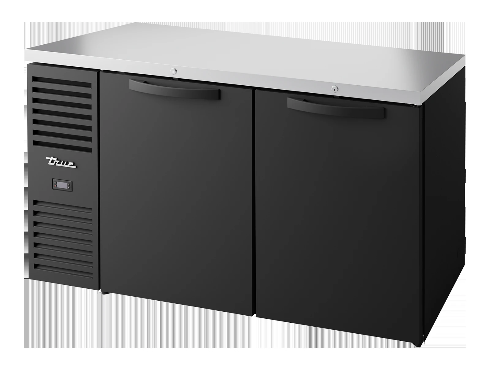 True TBR60-RISZ1-L-B-SS-2 Bar Refrigerator, Black Ext, 2 Solid Swing Doors