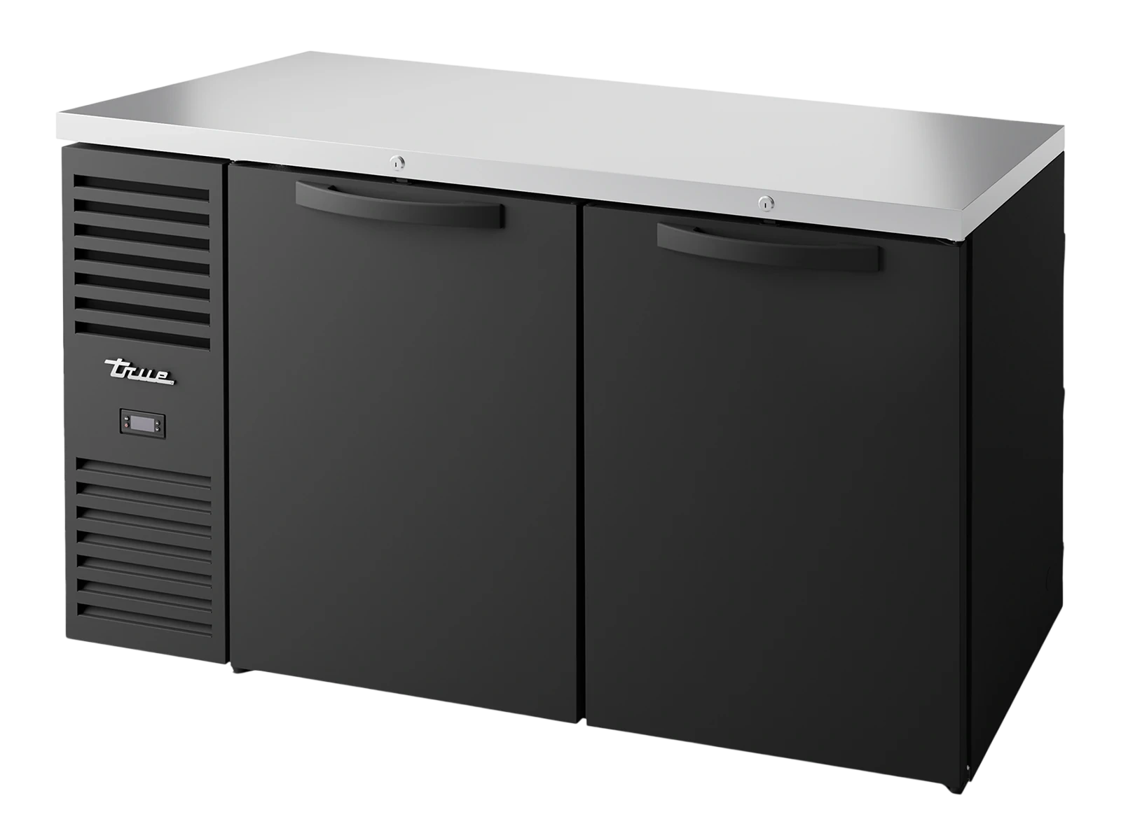 True TBR60-RISZ1-L-B-SS-2 Bar Refrigerator, Black Ext, 2 Solid Swing Doors