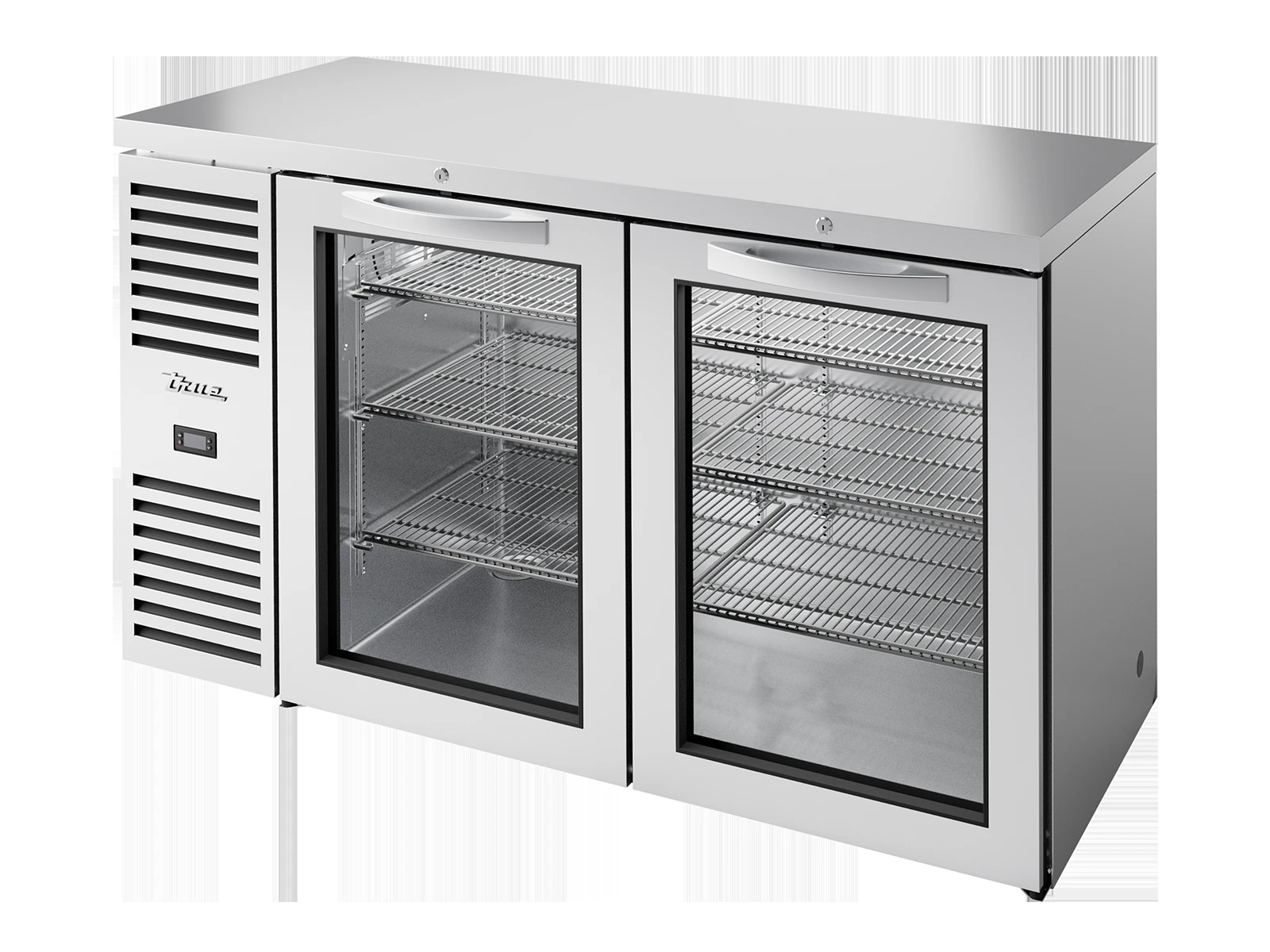 True TBR60-RISZ1-L-S-GG-2 Bar Refrigerator, Stainless Steel Ext, 2 Glass Swing Doors