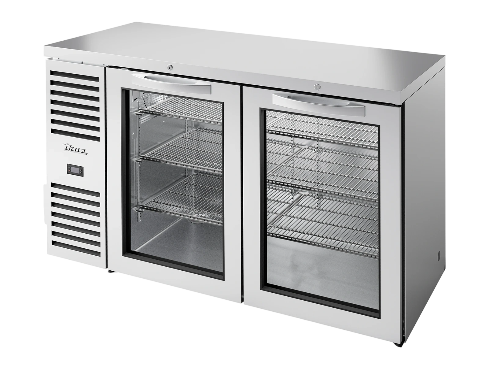 True TBR60-RISZ1-L-S-GG-2 Bar Refrigerator, Stainless Steel Ext, 2 Glass Swing Doors