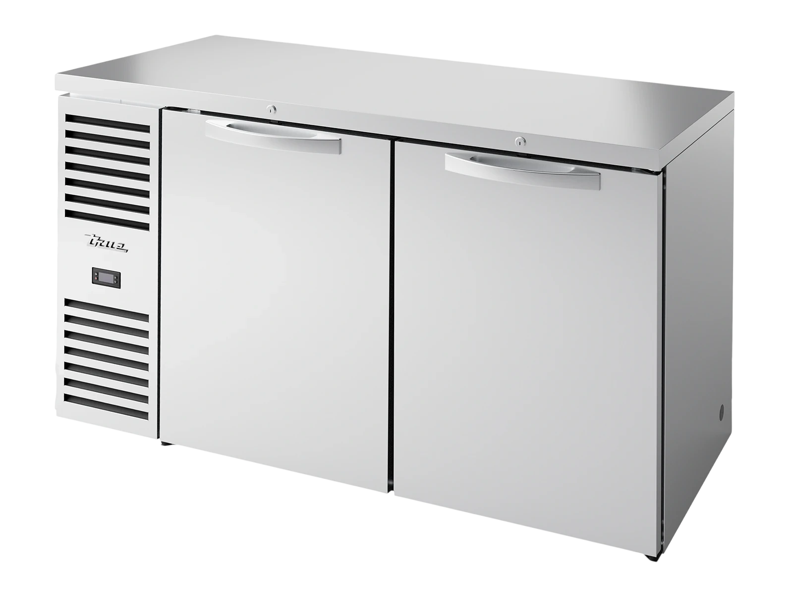 True TBR60-RISZ1-L-S-SS-2 Bar Refrigerator, Stainless Steel Ext, 2 Solid Swing Doors