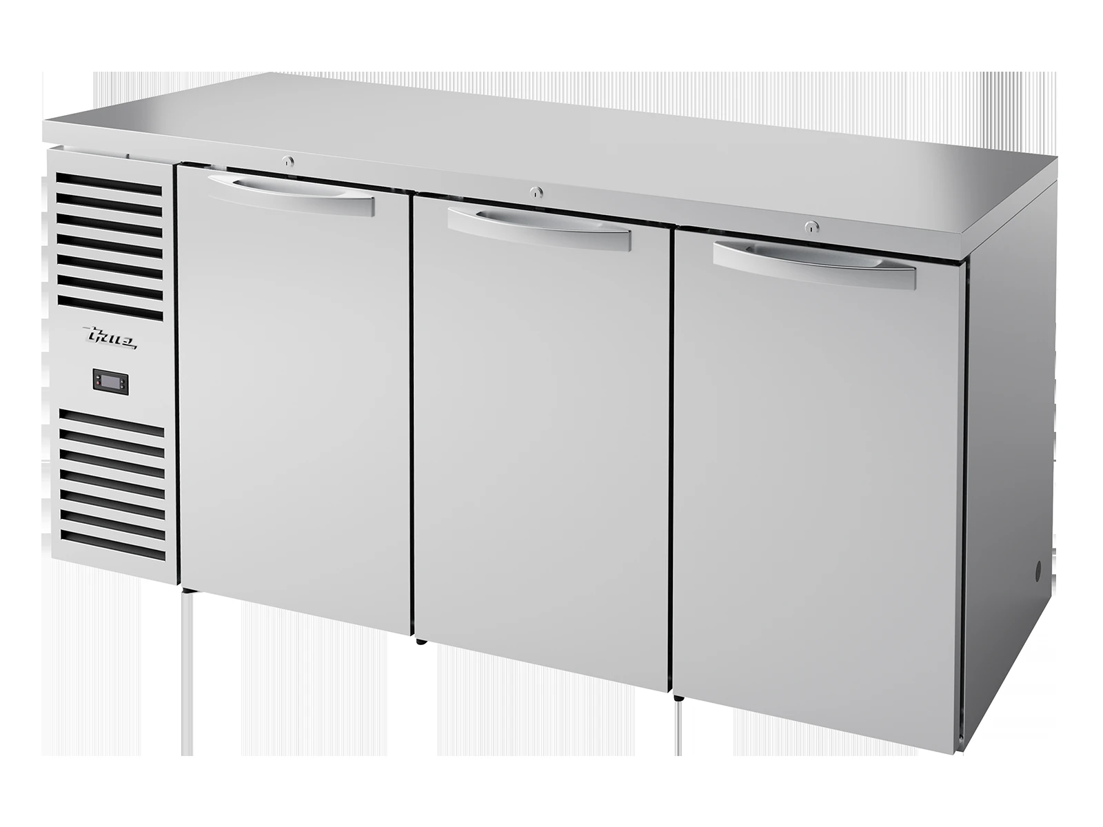True TBR72-RISZ1-L-S-SSS-2 Bar Refrigerator, Stainless Steel Ext, 3 Solid Swing Doors