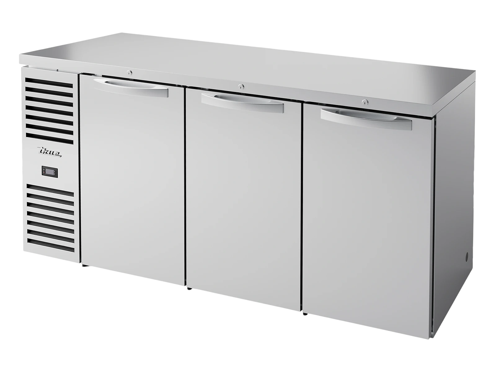 True TBR72-RISZ1-L-S-SSS-2 Bar Refrigerator, Stainless Steel Ext, 3 Solid Swing Doors