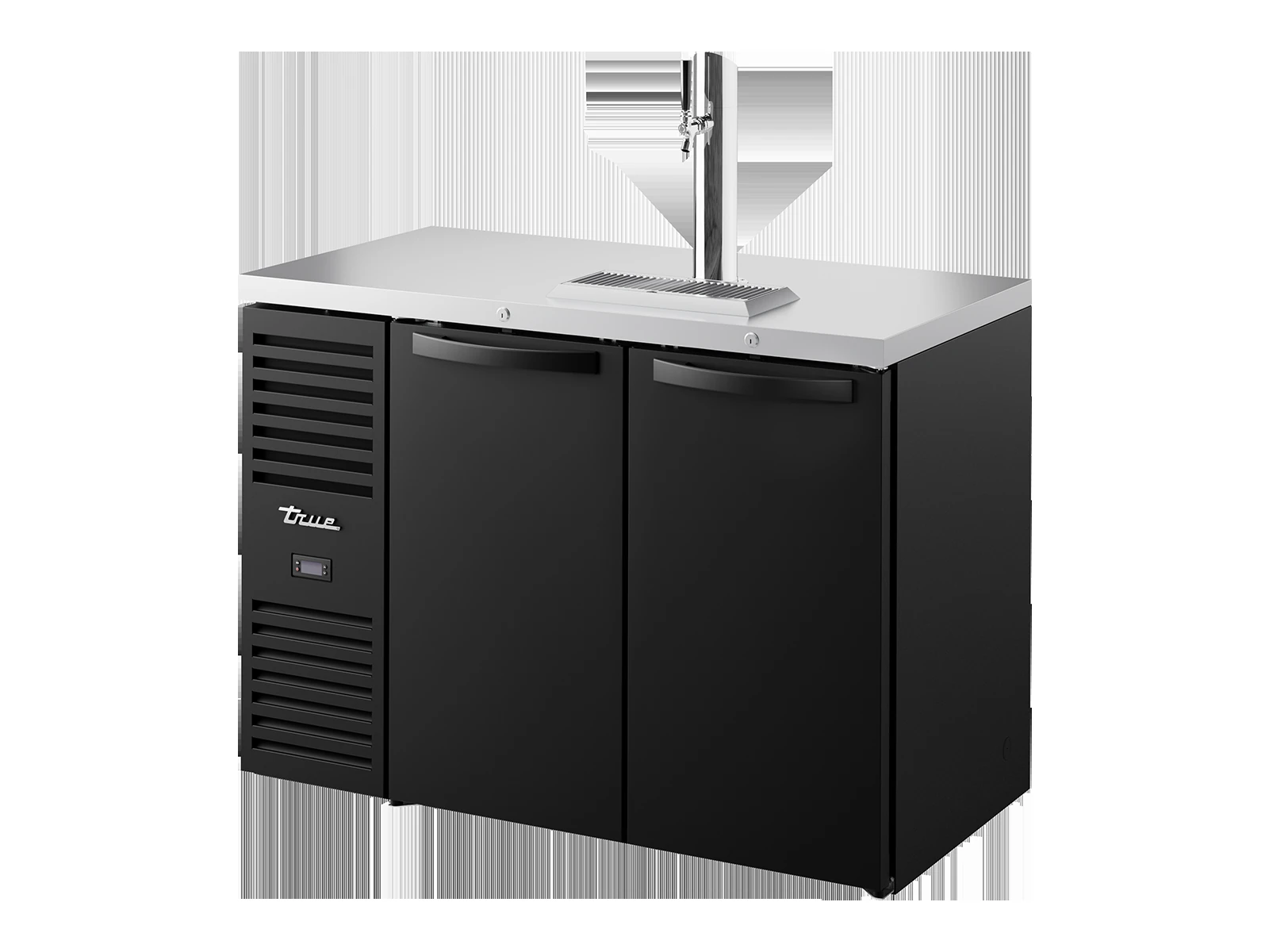 True TDR48-RISZ1-L-B-SS-2 Keg Chiller / Dispenser, Black Ext, 2 Solid Swing Doors