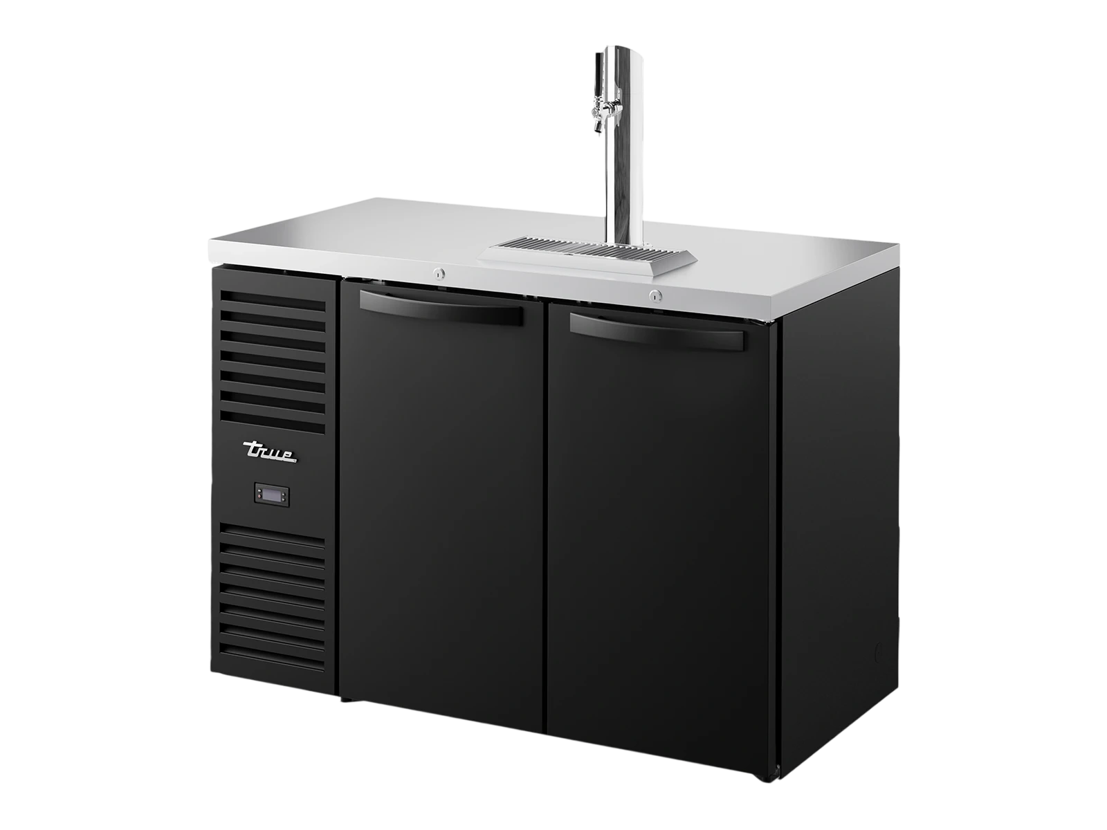 True TDR48-RISZ1-L-B-SS-2 Keg Chiller / Dispenser, Black Ext, 2 Solid Swing Doors
