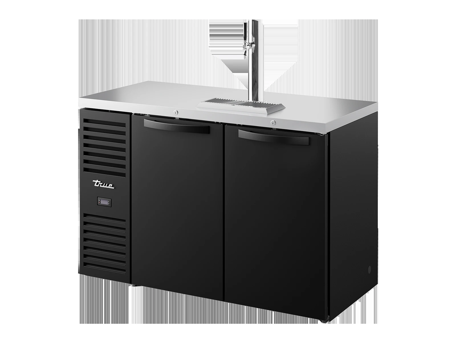 True TDR52-RISZ1-L-B-SS-2 Keg Chiller / Dispenser, Black Ext, 2 Solid Swing Doors