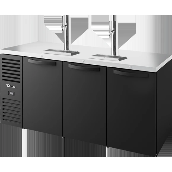 True TDR72-RISZ1-L-B-SSS-2 Keg Chiller / Dispenser, Black Ext, 3 Solid Swing Doors