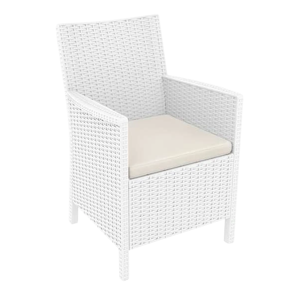 Siesta California Arm Chair - White with Beige Cushion