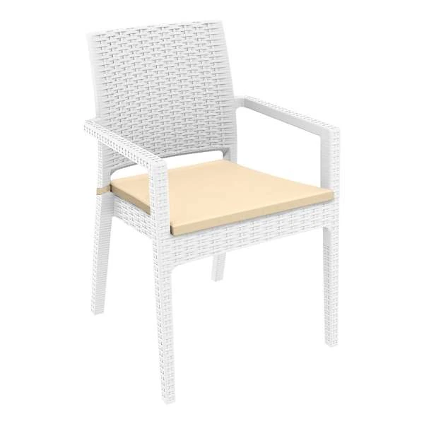 Siesta Ibiza Arm Chair - White with Beige Cushion